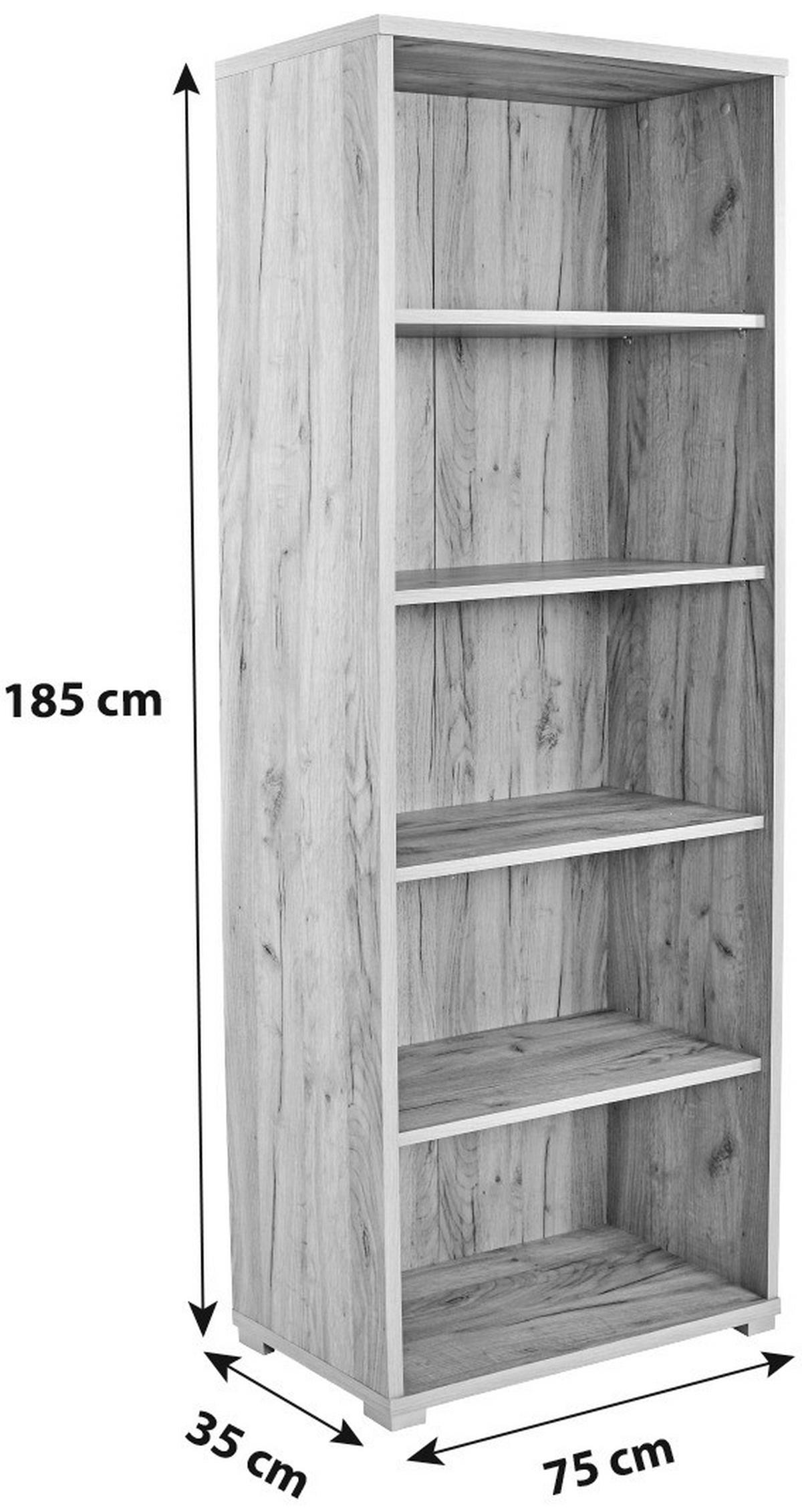 Aktenregal Profi Eiche Dekor B 75 cm - Chromfarben/Eichefarben, MODERN, Holzwerkstoff (75/185/35cm) - Ondega