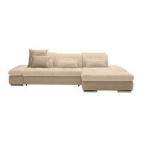 Rohová sedačka SANFINO, pravá, šedohnědá / béžová - barvy chromu/béžová, Konvenční, kov/dřevo (305/79-96/199cm) - Premium Living