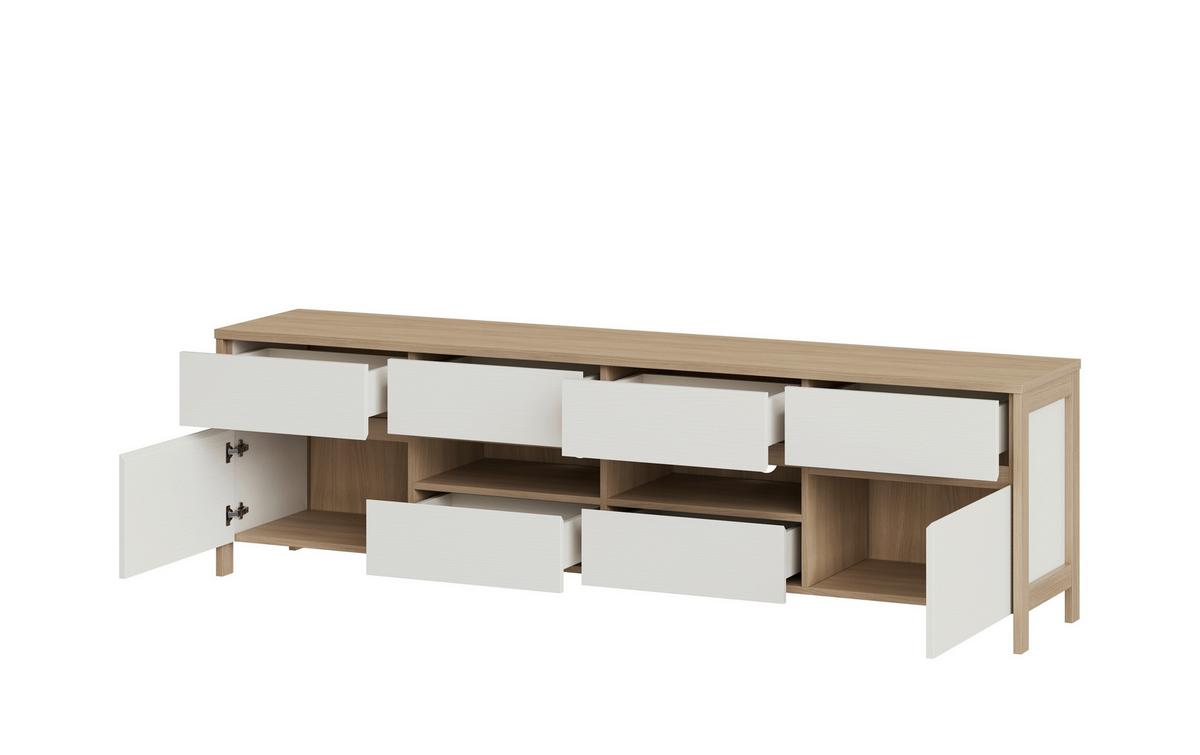 Lowboard Stranda Weiß/Eiche B: 193cm - Eichefarben/Weiß, Design, Holzwerkstoff (193/58/39cm) - MID.YOU