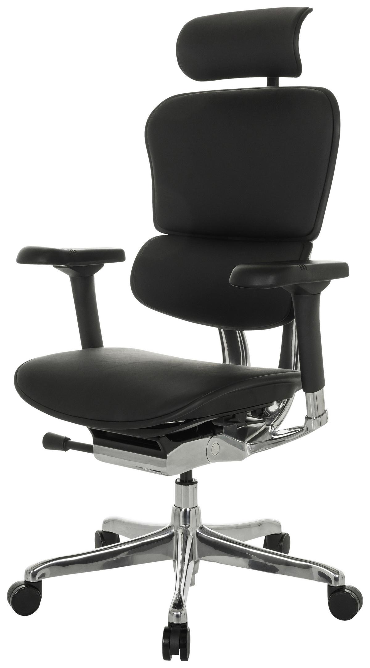 Drehstuhl Schwarz B: 78 cm - Silberfarben/Schwarz, MODERN, Leder/Kunststoff (78/117 - 136/64cm) - MID.YOU