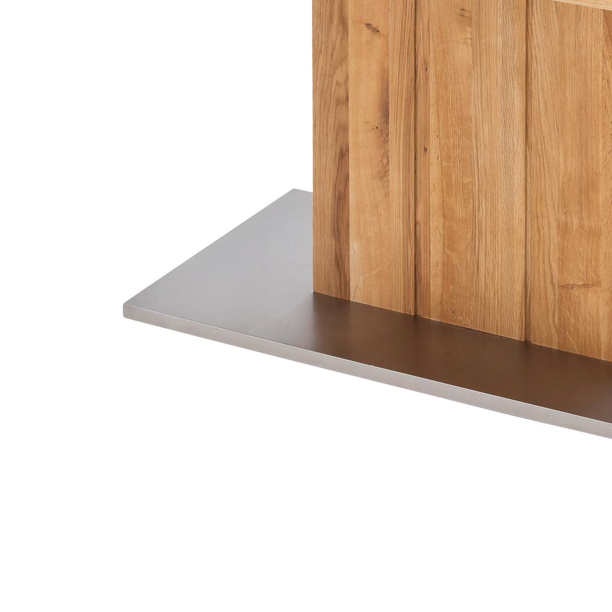 Esstisch Eiche Greta 220x100cm Eichefarben/edelstahlfarben - Design, Holz/Holzwerkstoff (220/100/77cm) - Livetastic