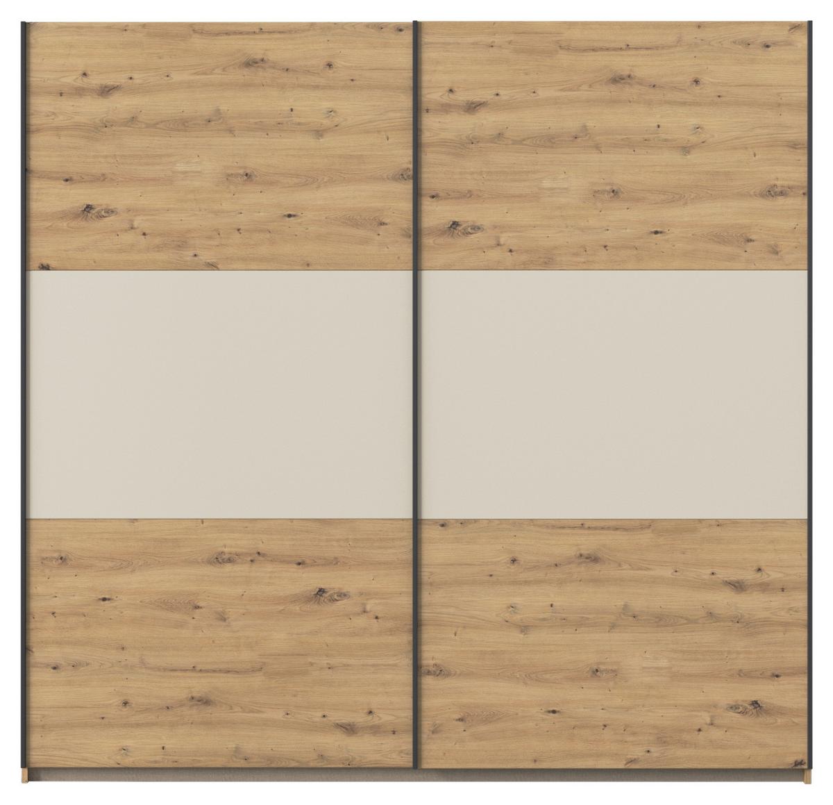 Schwebetürenschrank Neo Champagner Eiche Artisan Dek. - Champagner/Alufarben, MODERN, Holzwerkstoff (218/210/59cm) - Rauch Möbel