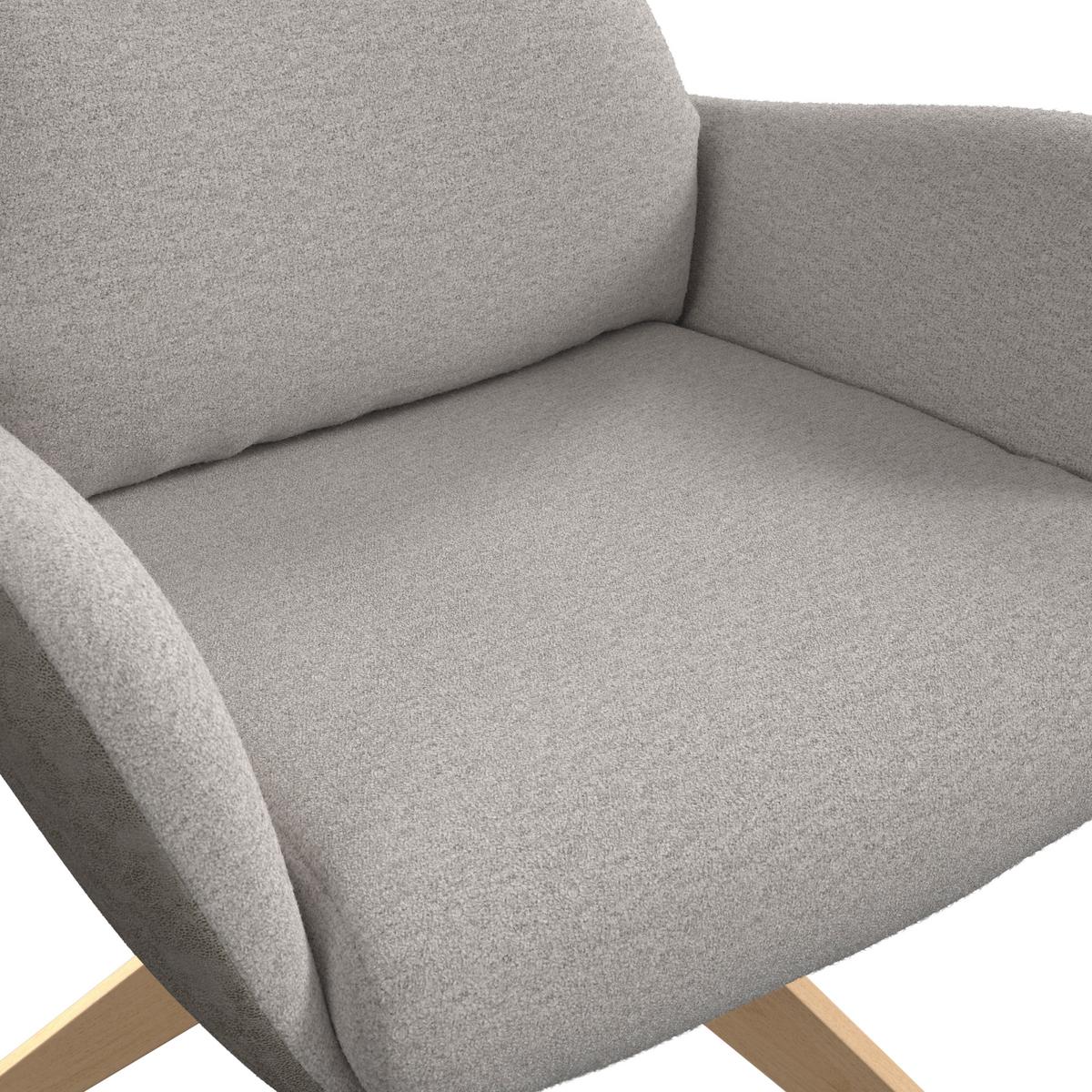 Židle s podrúčkami Neelia, šedobéžová - šedobéžová/přírodní barvy, Moderní, kov/dřevo (59,5/93/69cm) - Bessagi Home