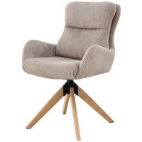Armlehnstuhl Malu Cord Taupe Echtholz Beine - Taupe/Naturfarben, KONVENTIONELL, Holz/Textil (60/91/72cm) - Livetastic
