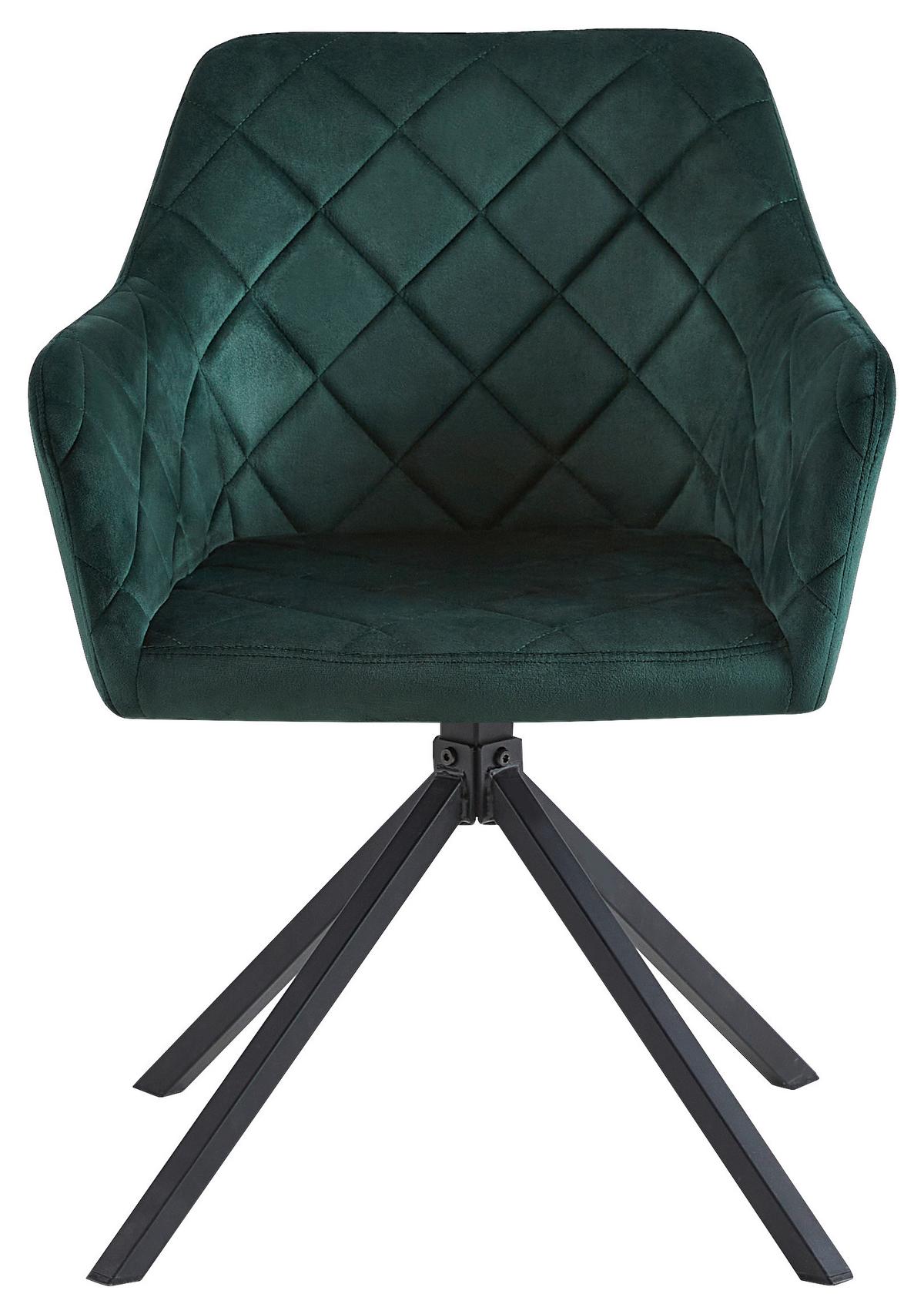 Négylábú Szék Patti - fekete/sötétzöld, Konventionell, textil/fém (56/81/60,5cm)