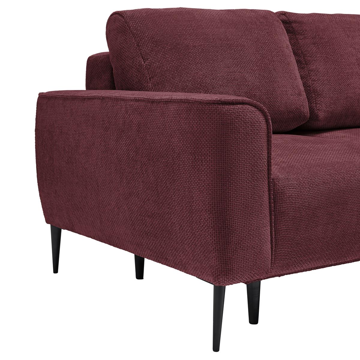 Rohová sedačka CUSTOM, pravá, bordová žinylka - bordeaux/černá, Moderní, kov/textil (255/164cm) - Mömax