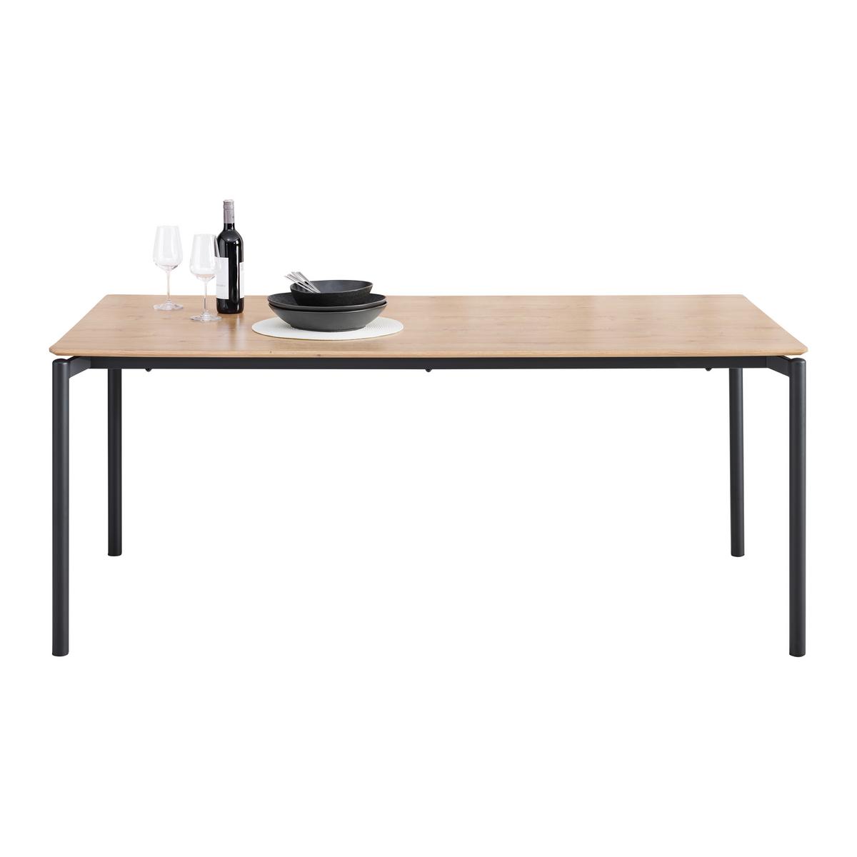 Jedálenský stôl LIDO 180 - čierna/farba duba, Modern, kov/kompozitné drevo (180/76/90cm) - Mömax