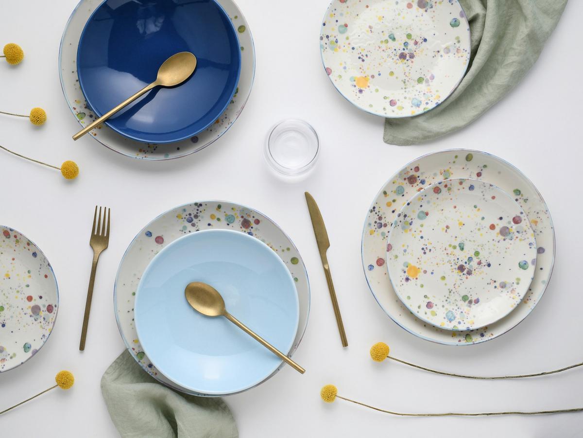 Tafelservice Candy Drops, Blau, 12-Teilig - Blau/Pastellblau, Basics, Keramik - Creatable