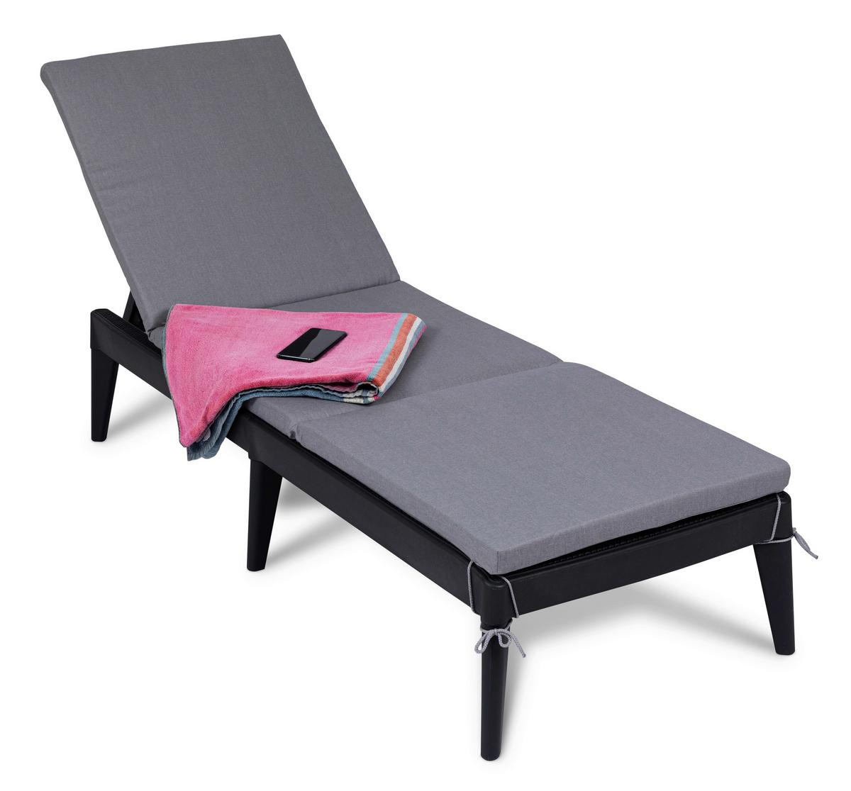 Sonnenliege Sirolo Kunststoff, Verstellbar - Anthrazit, Basics, Kunststoff (186/60/32,5cm)