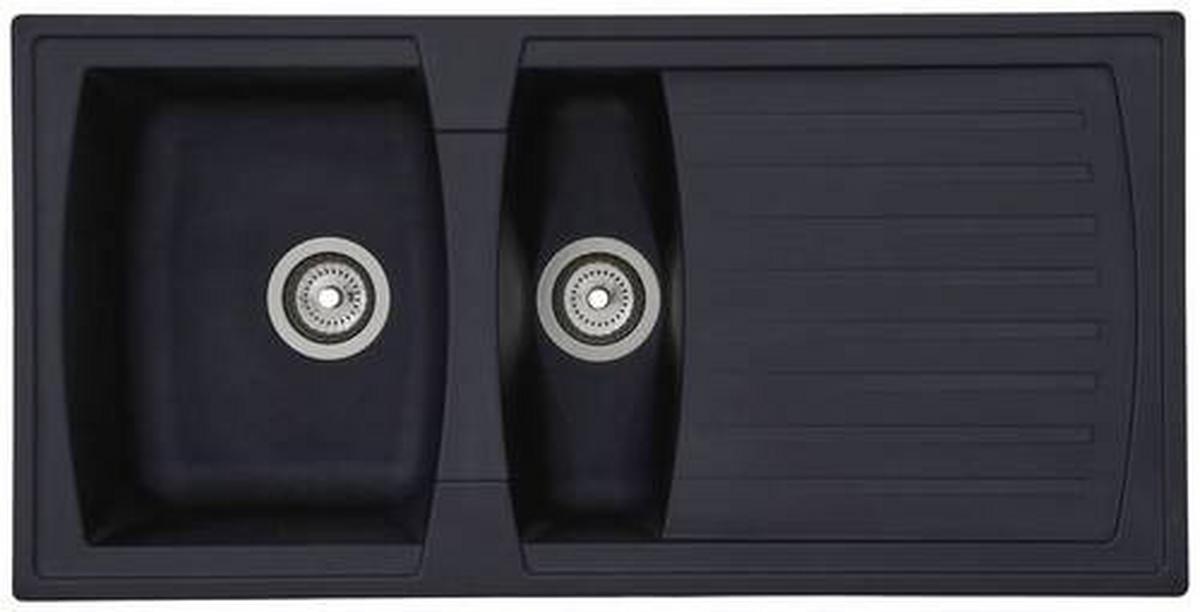 Spüle Respekta Boston Kunststein Bxt: 100x50 cm - Schwarz, Trend, Glas/Kunststoff (100/20/50cm) - Respekta