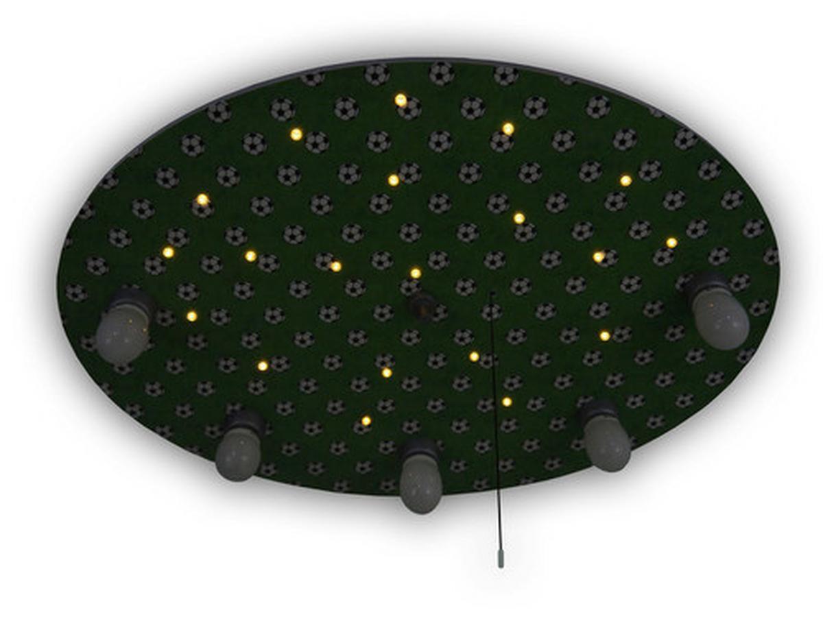 Kinderdeckenleuchte Fussball L: 71 Cm Mit Sternenhimmel - Grün, Trend, Holz (71/7/52cm) - Niermann