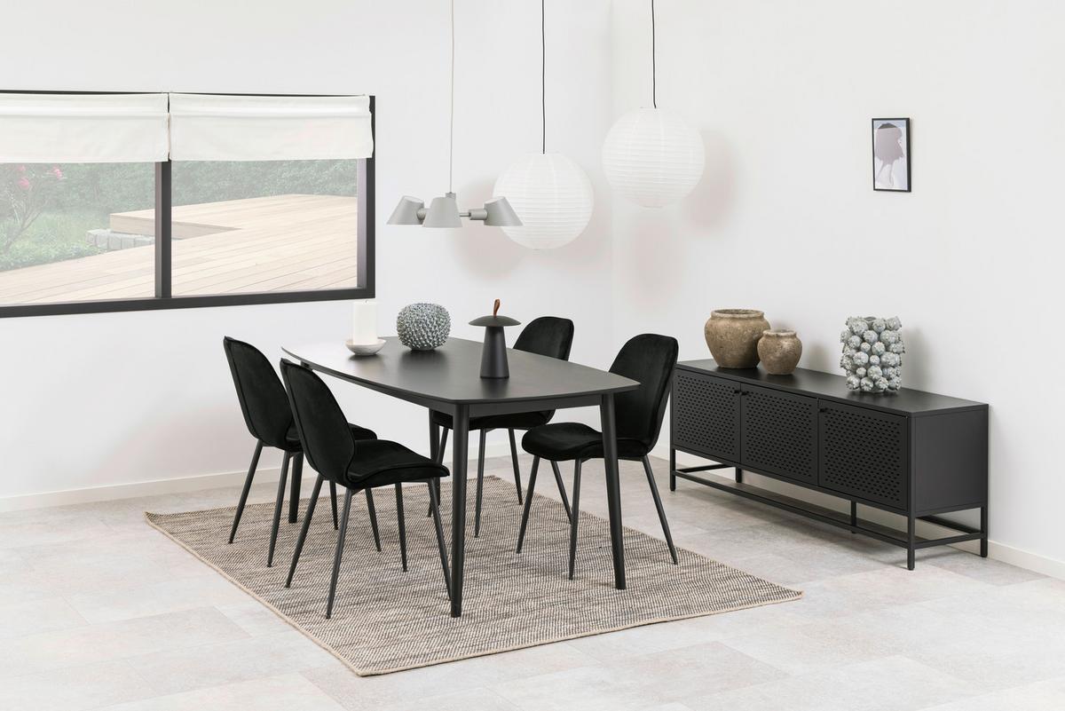 Sideboard Newcastle  B: 160 Cm Schwarz 3-Türig - Schwarz, KONVENTIONELL, Metall (160/60/40cm) - MID.YOU