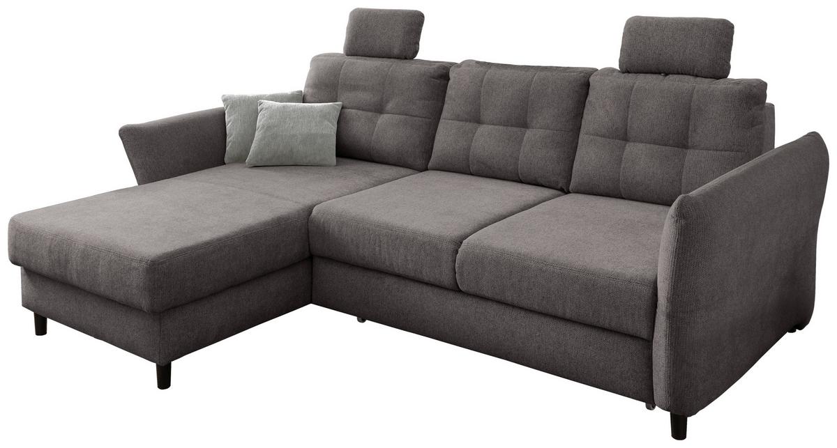Ecksofa Brizzini Graubraun S: 176/250-280 cm - Graubraun/Hellgrau, MODERN, Holz/Textil (176/250-280cm) - Livetastic