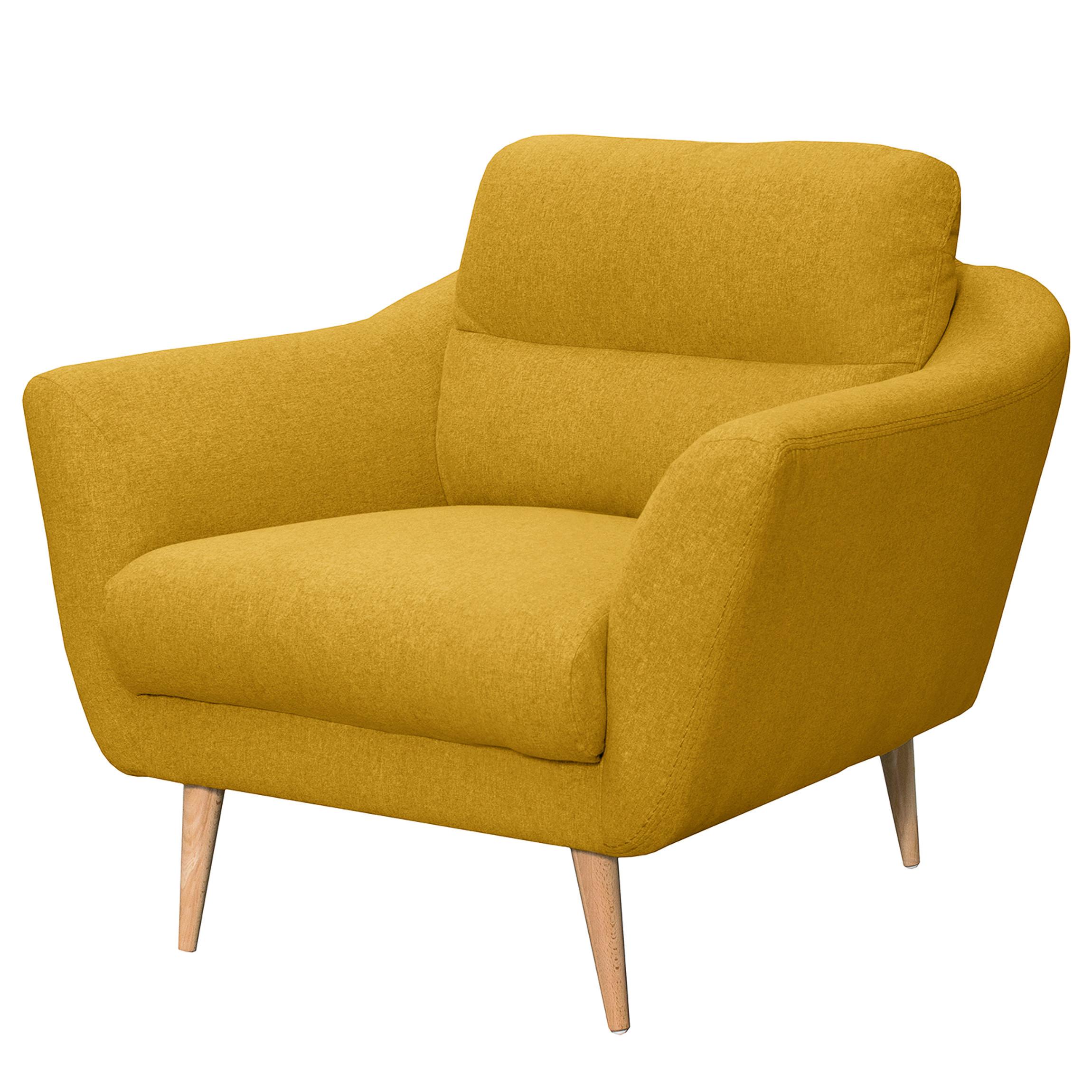 Sessel Tromso Gelb B: 92 cm - Gelb/Buchefarben, Design, Textil (92/87/88cm) - Livetastic