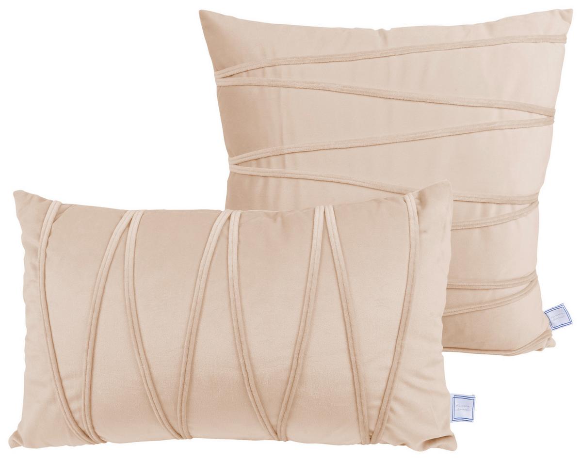 Zierkissen Paulina 30/45x50/45 Cm Polyester Champagner + Zipp - Champagner, KONVENTIONELL, Textil (30x45/50x45cm)