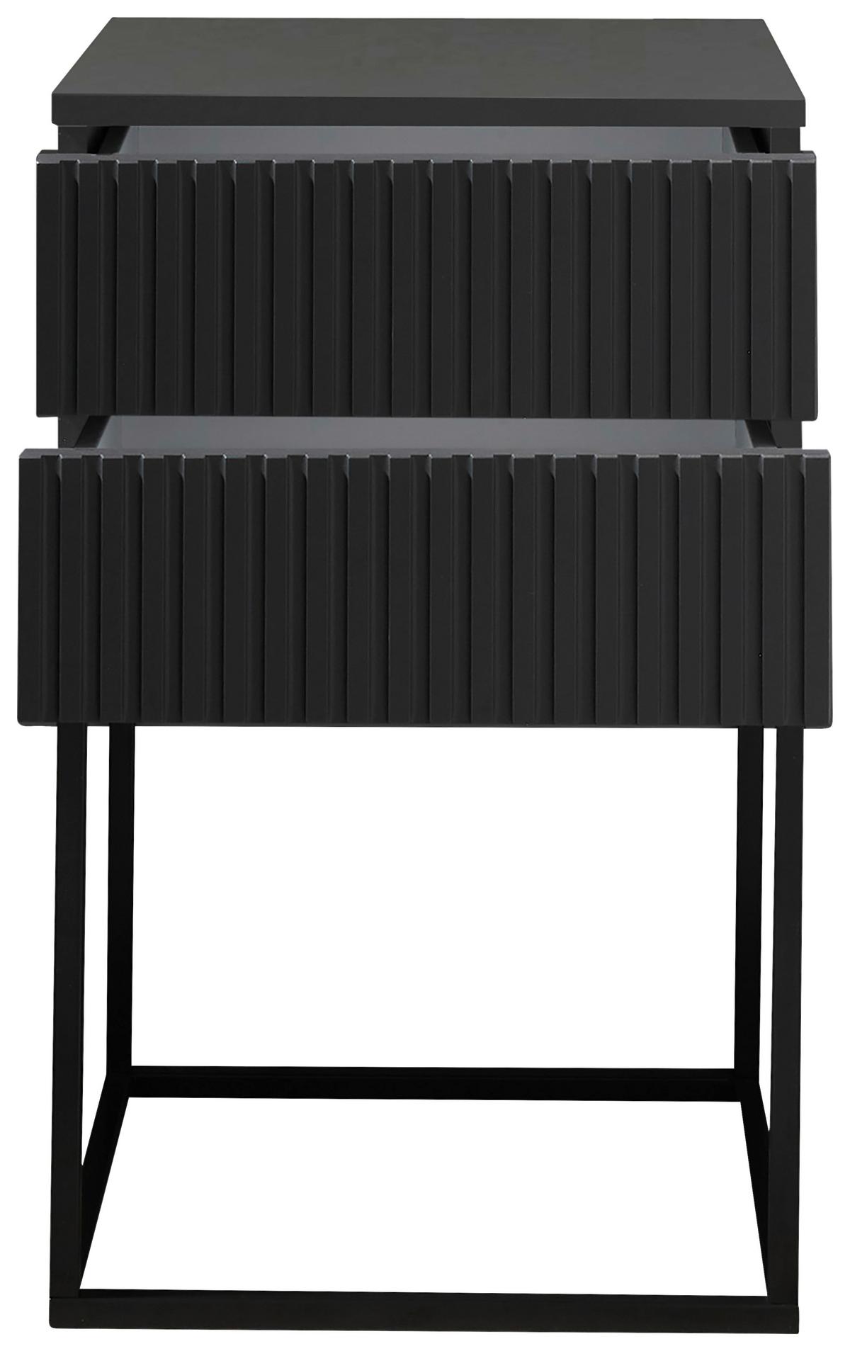 Noční stolek MARLE grafitovy - černá/barvy grafitu, Moderní, kov/kompozitní dřevo (40/65/38,5cm) - Hom`in