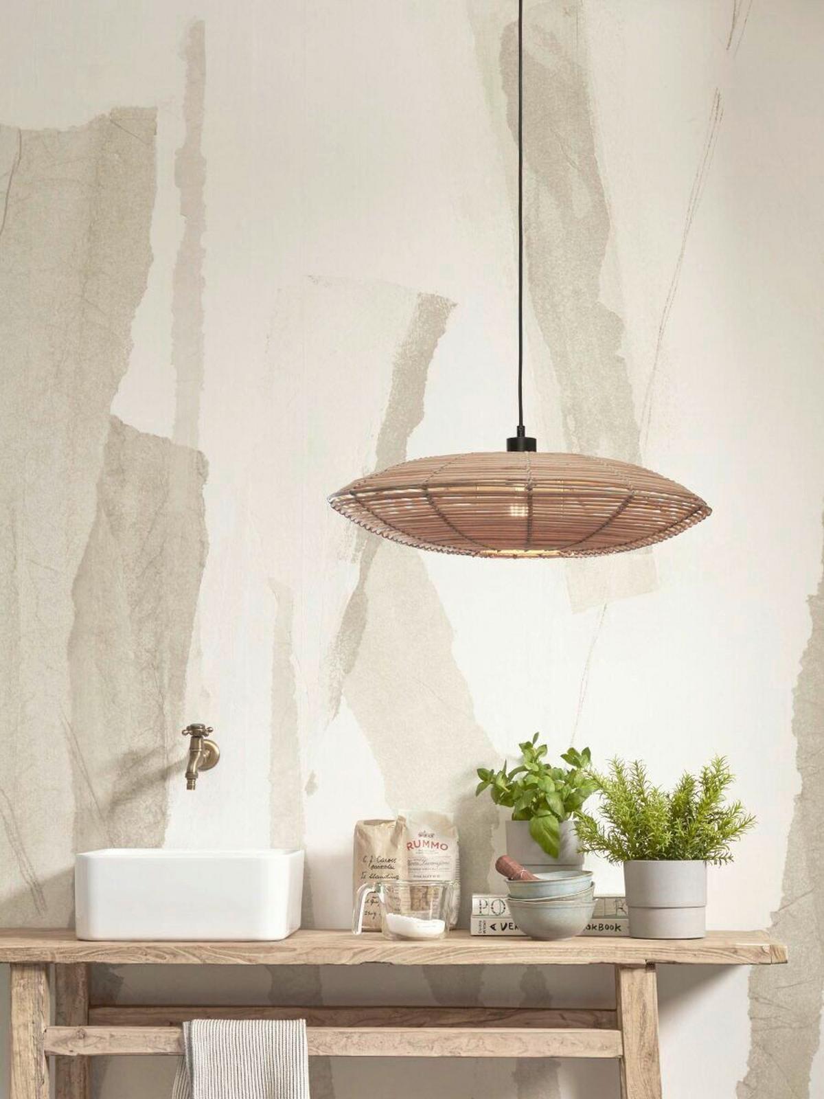 Hängeleuchte Tanami/H/5514/N - Naturfarben, Trend, Holz (55/55/14cm) - Good & Mojo