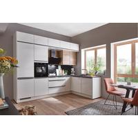 Eckküche Florenz/Singapur - Weiß Hochglanz/Eichefarben, Basics, Holzwerkstoff (307/187cm) - Vertico