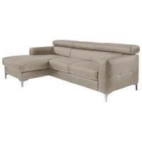 Ecksofa Sammy Grau Leder - Chromfarben/Grau, Design, Leder (169/226cm) - Livetastic