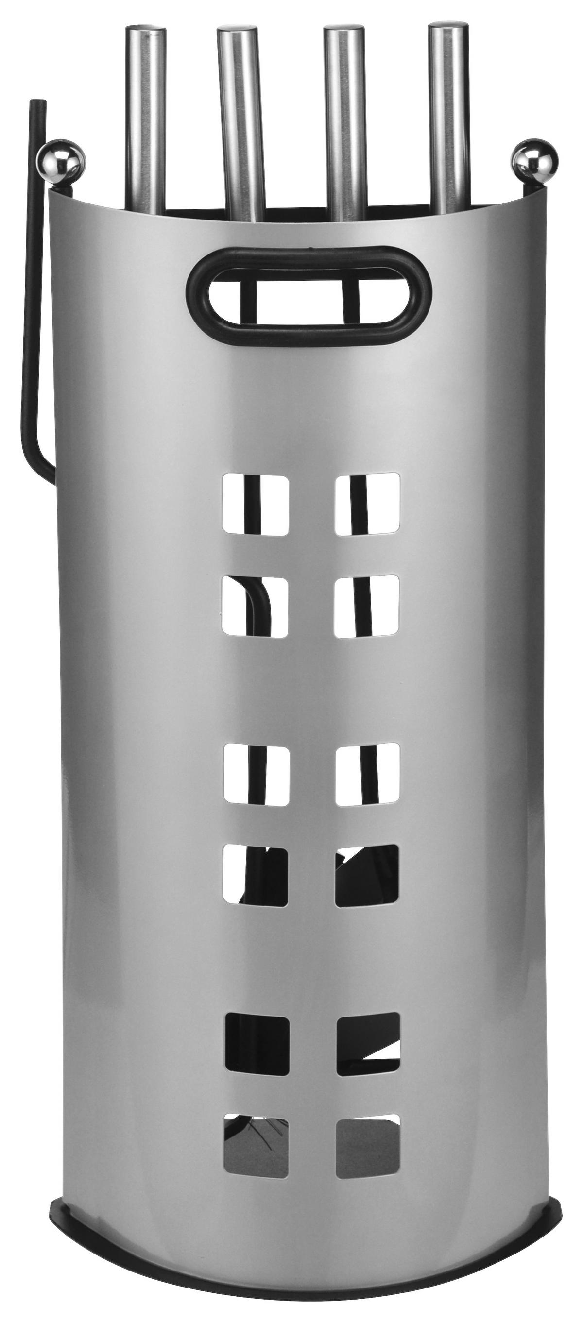 Kaminbesteck Bina 5 Teilig - Silberfarben, MODERN, Metall (23/15/52cm)