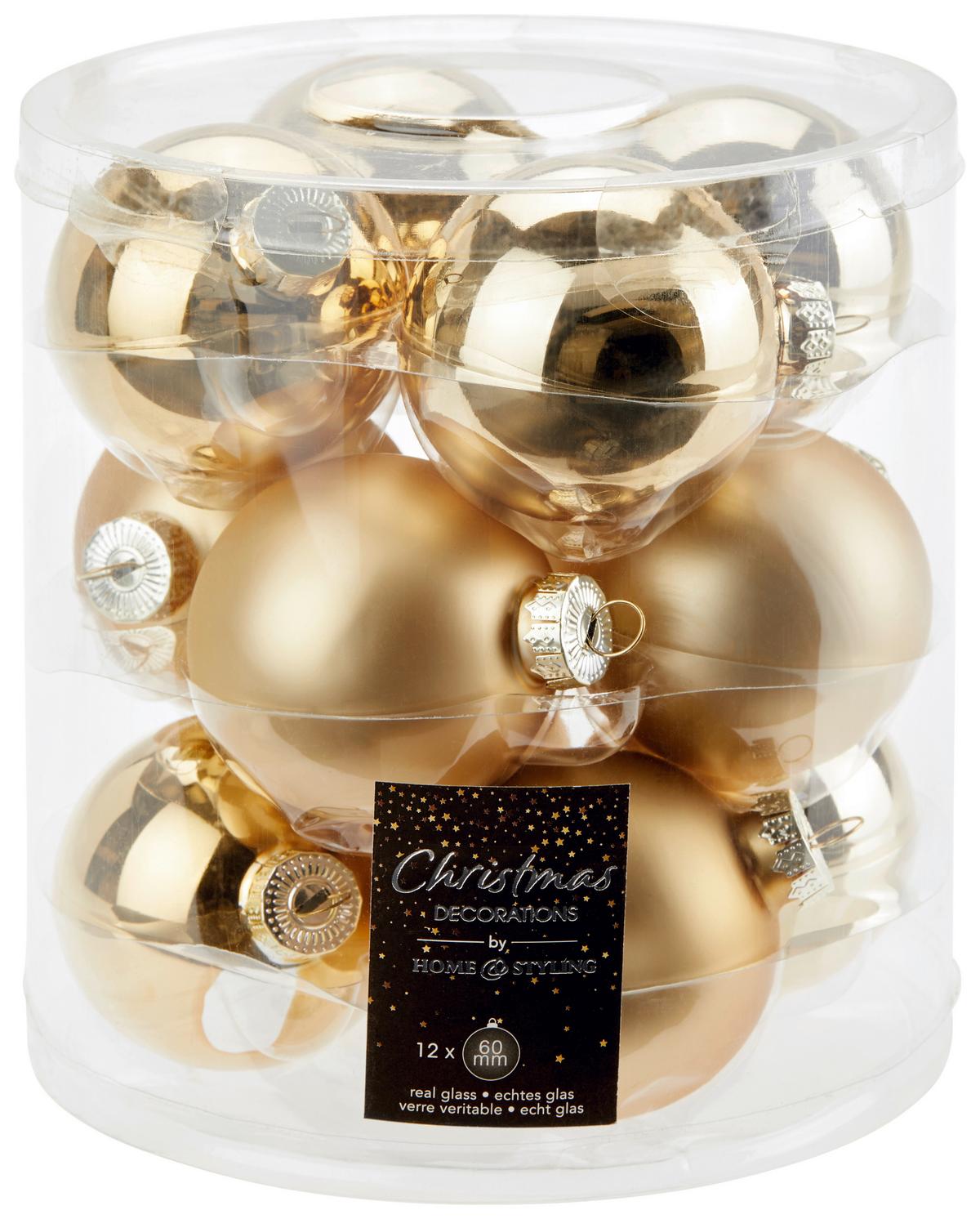 Christbaumkugel-set Leni - Goldfarben, Basics, Glas