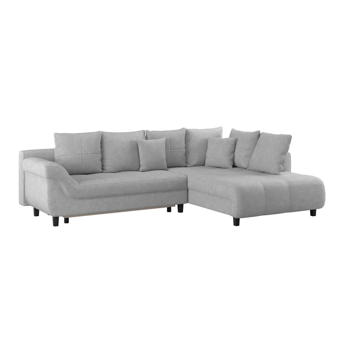 Ecksofa Mendoza - Silberfarben/Schwarz, Design, Textil (309/197cm) - Ondega