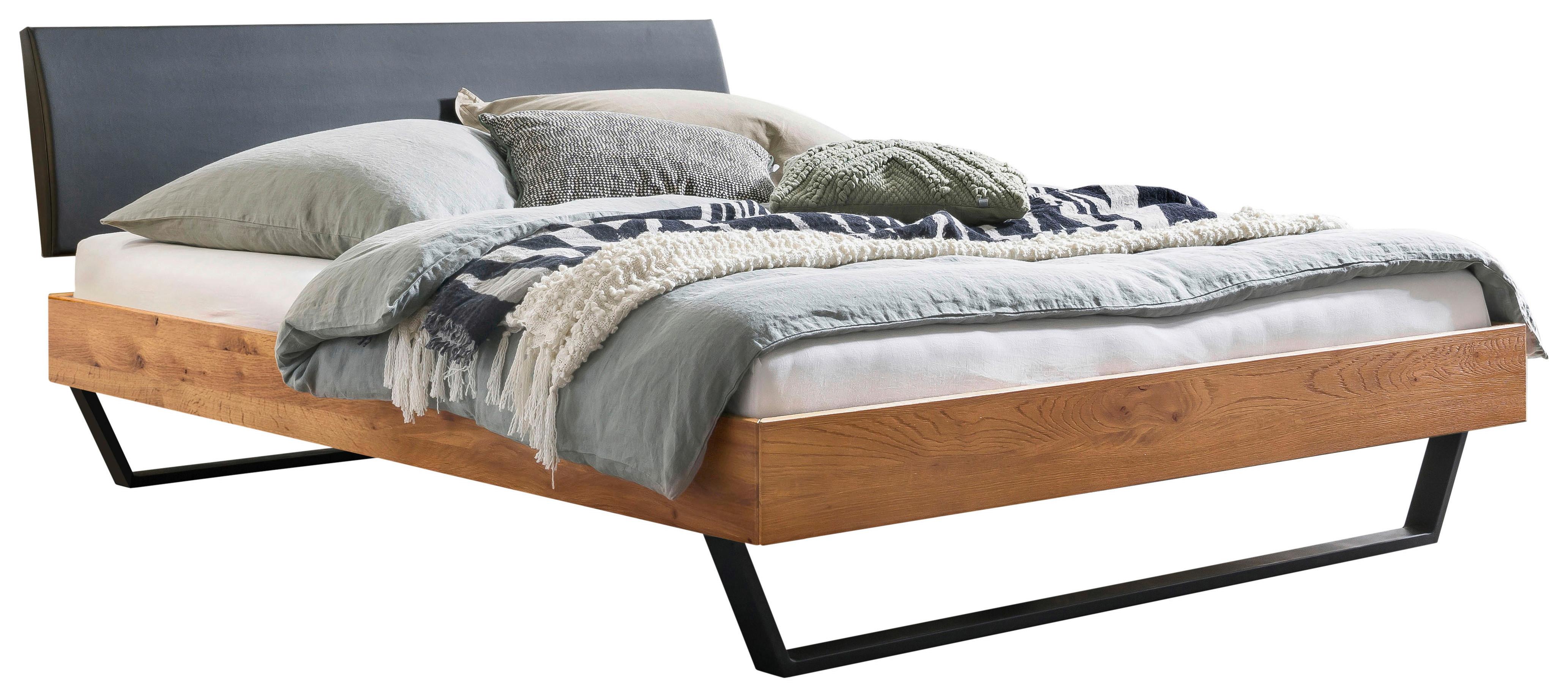 Bett Sariano Mit Gepolstertem Kopfteil 160x200 - Eichefarben/Anthrazit, Design, Holz/Textil (160/200cm) - Hasena