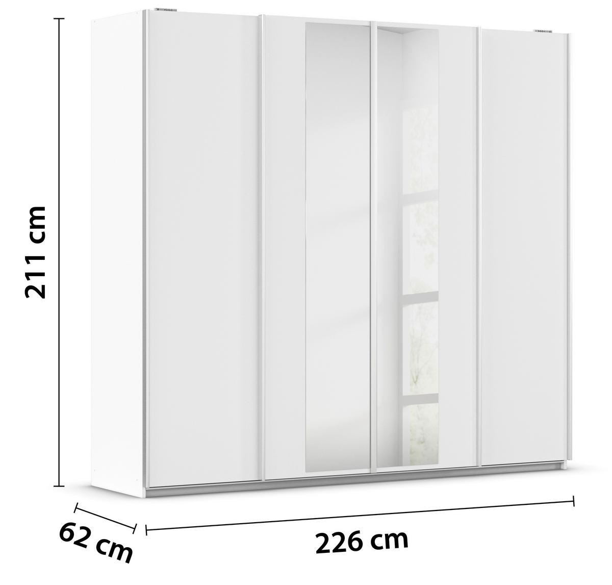 Schwebetürenschrank Altera Weiß B: 226 Cm - Klar/Weiß, MODERN, Holzwerkstoff (226/211/62cm) - Rauch Möbel