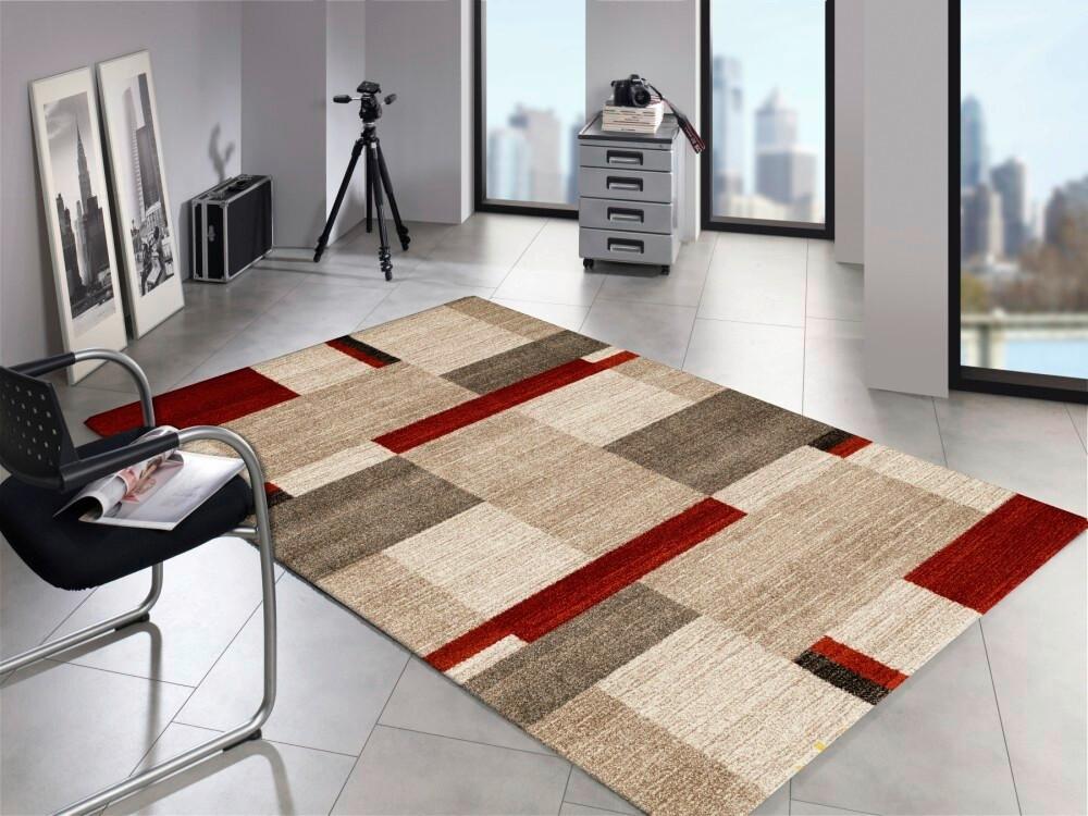 Webteppich Palazzo Bloc Braun/Rot/Beige 160x230 cm - Beige/Rot, KONVENTIONELL, Textil (160/230cm) - Novel