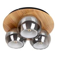 Deckenleuchte Kautschukholz - Schwarz/Naturfarben, Design, Glas/Holz (35/15cm) - Näve