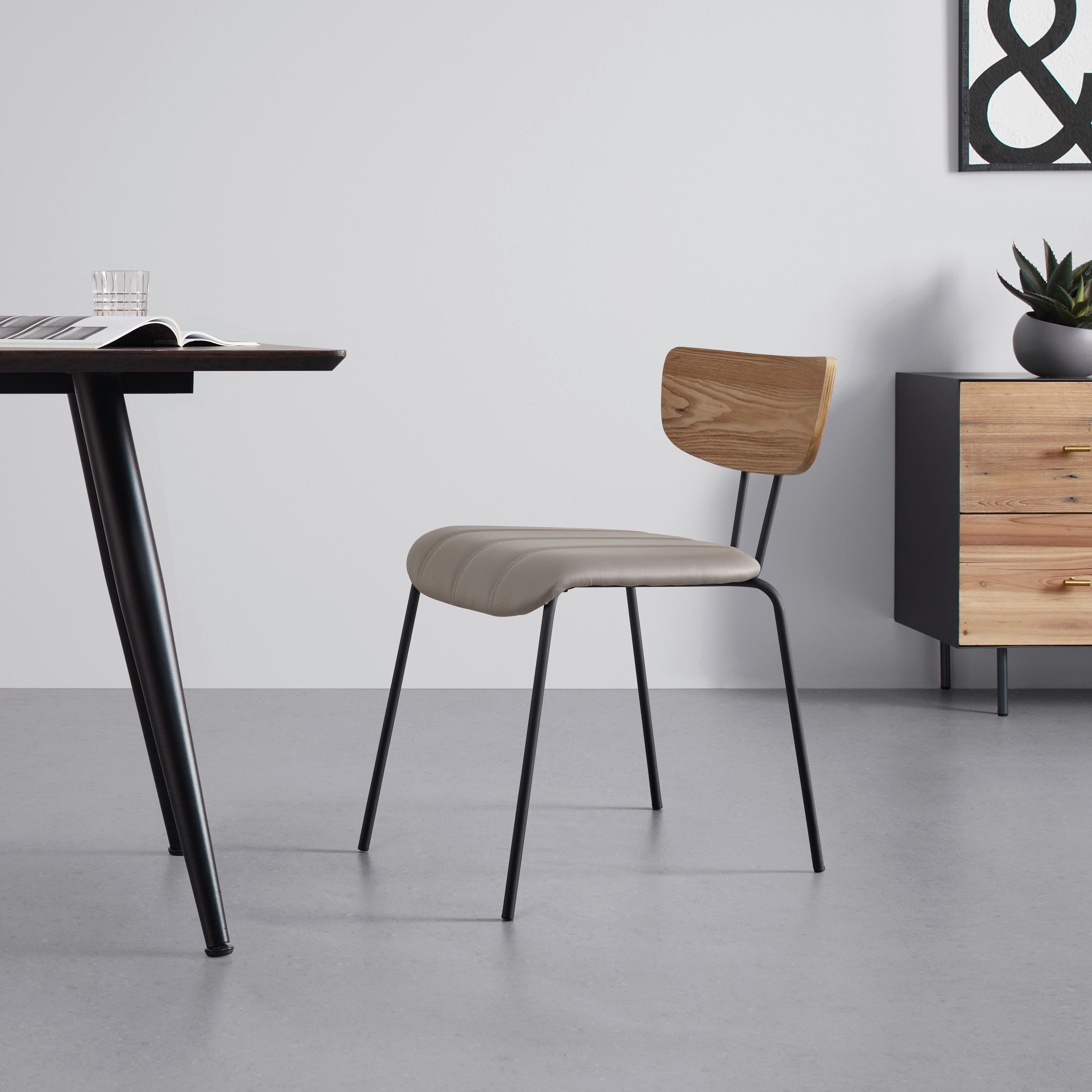 Židle CERA hnědošedá - černá/světle hnědá, Moderní, kov/dřevo (42/78/54cm) - Bessagi Home