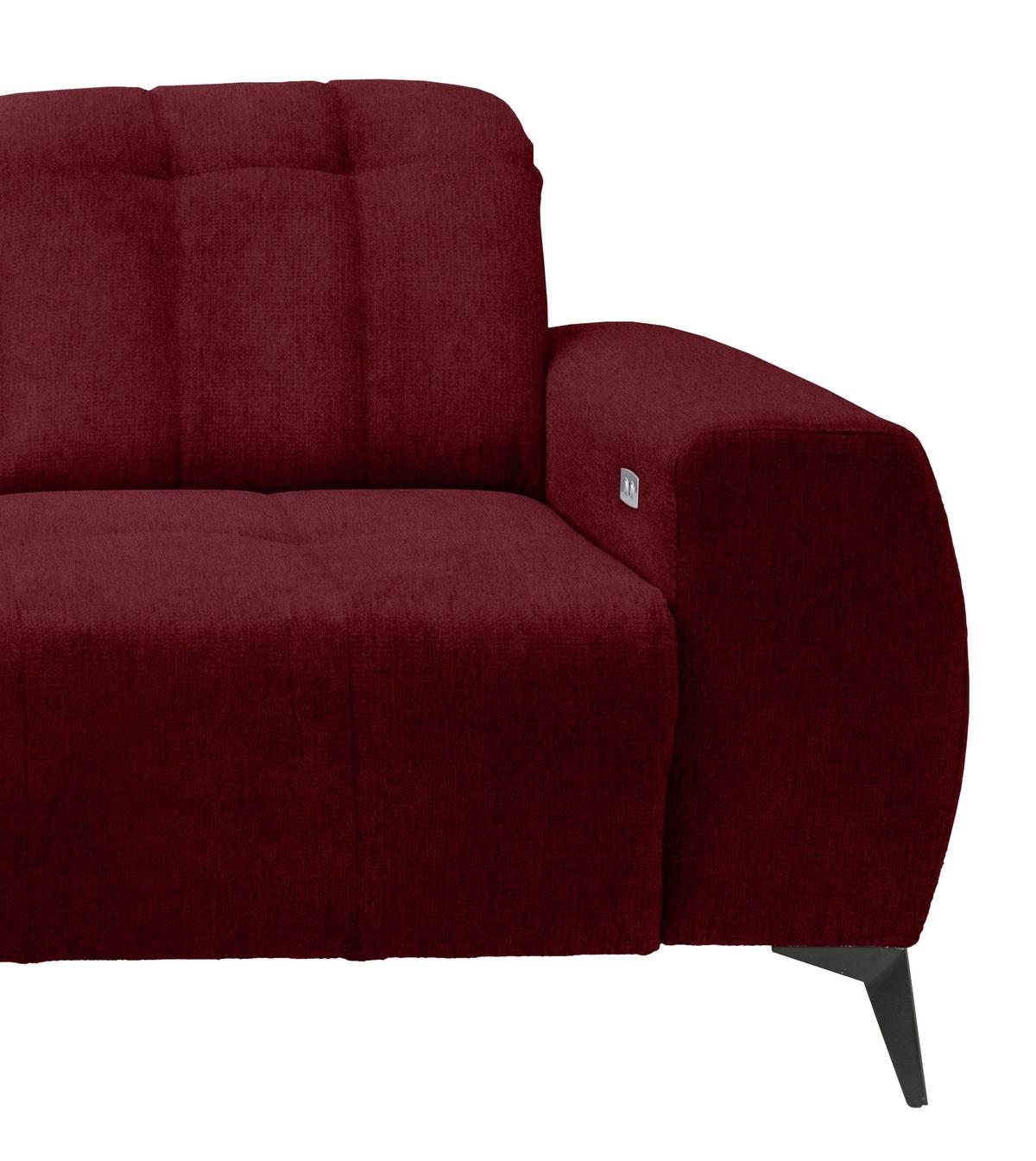 Ecksofa mit USB Anschluss Sano, Bordeaux, S: 200x261 cm - Bordeaux/Schwarz, MODERN, Textil (200/261cm) - Livetastic