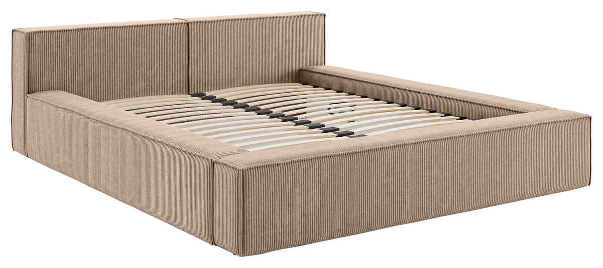 Polsterbett inkl. Lattenrost 180x200 - Hellbraun/Beige, Basics, Holz/Textil (180/200cm) - Livetastic