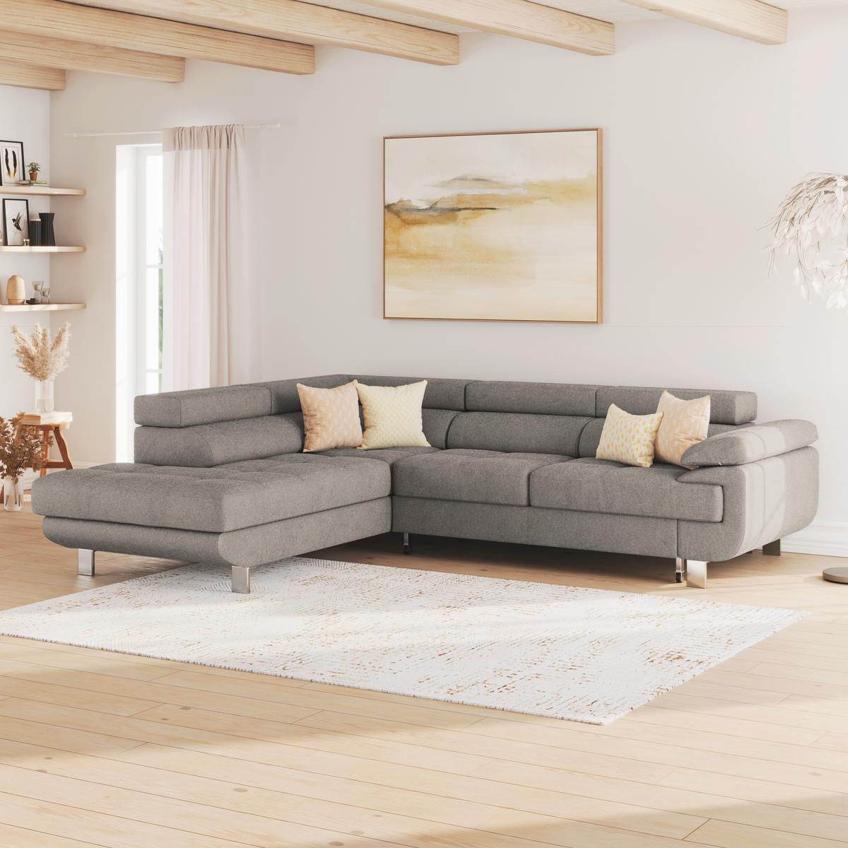 Ecksofa mit Schlaffunktion & Bettkasten Savona Taupe - Taupe, MODERN, Textil (230/270cm) - Ondega
