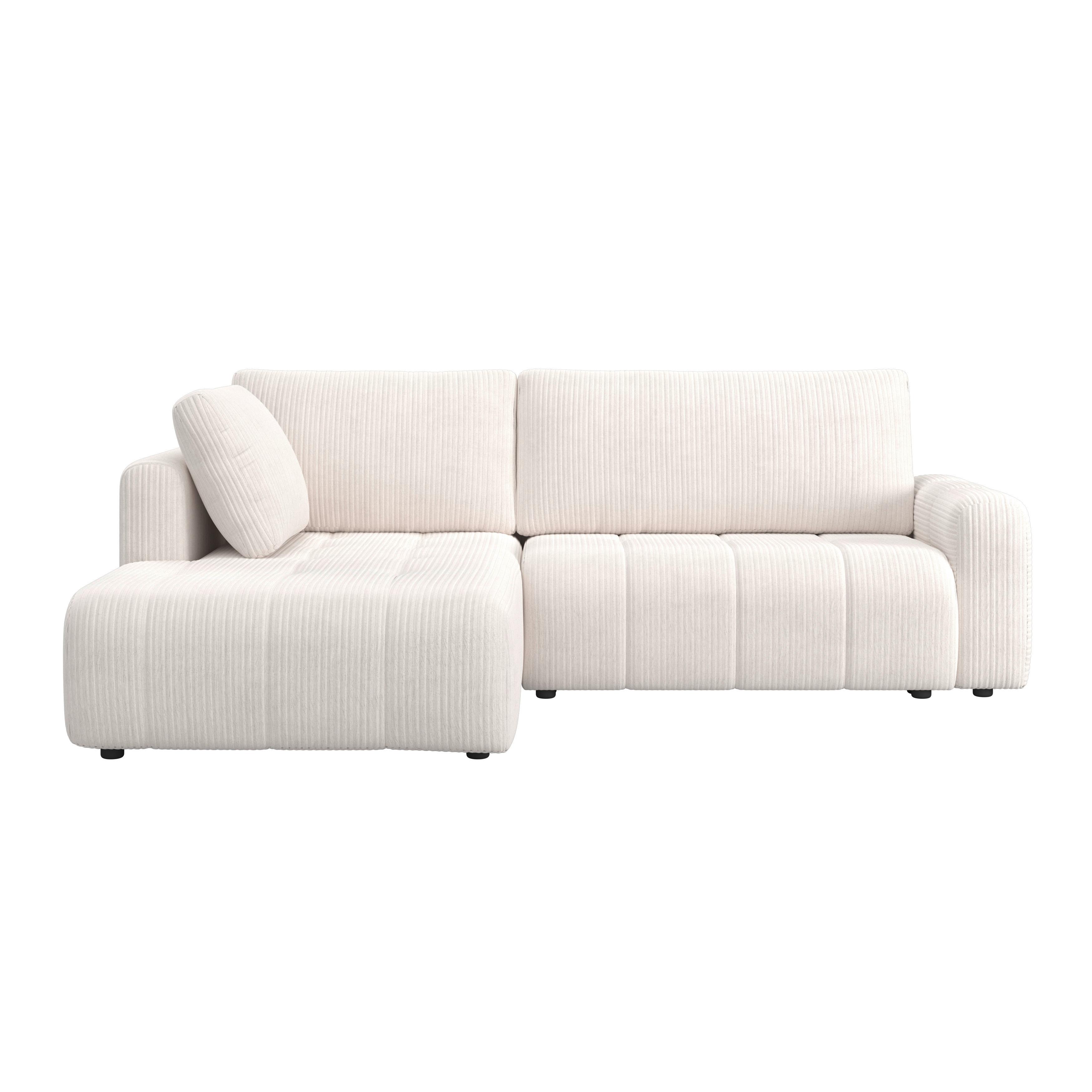 Sedacia súprava GIA, ľavá, biela - čierna/biela, Modern, drevo/textil (261/94/197cm) - Bessagi Home