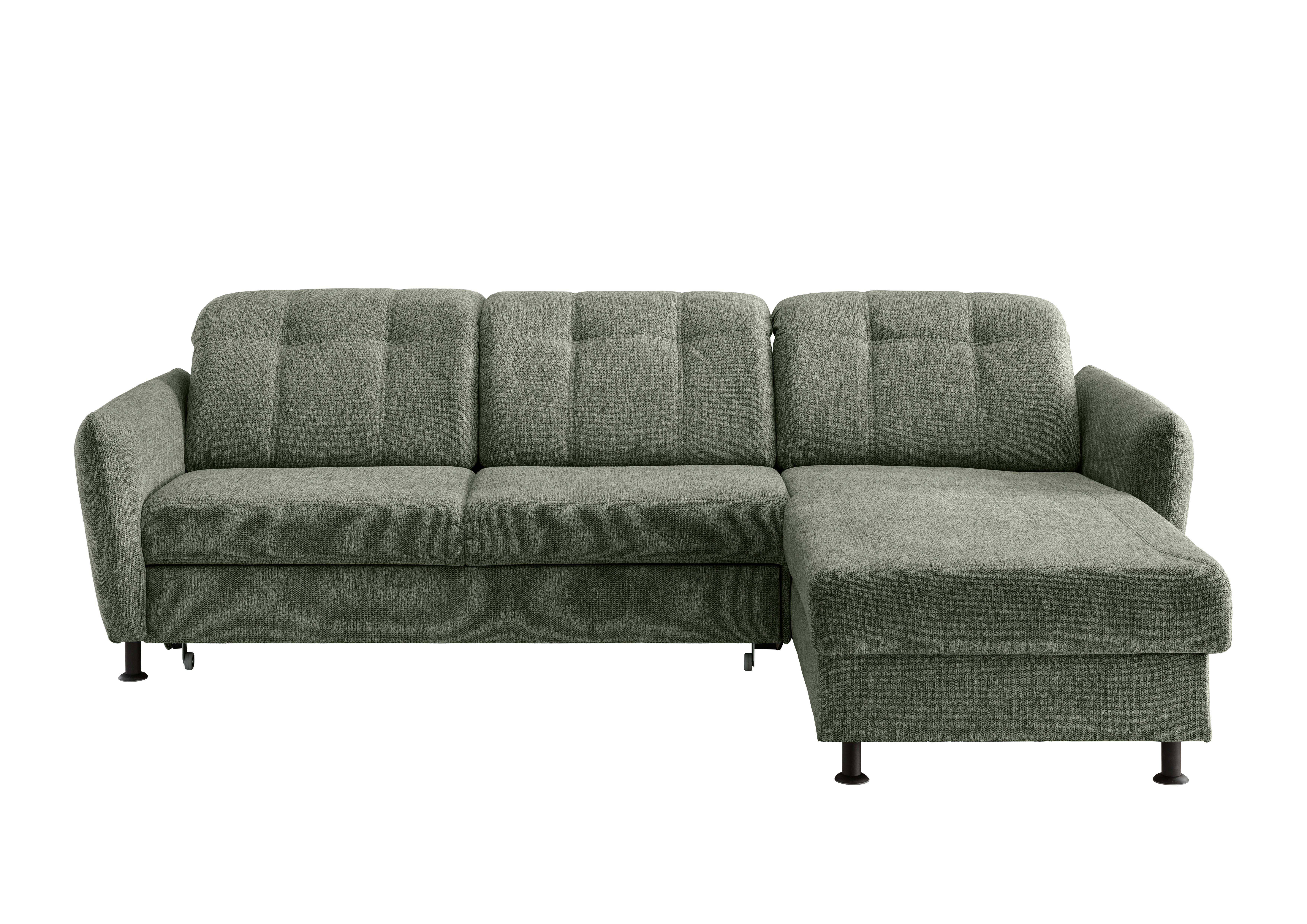 Ecksofa Minori Chenille Grün - Schwarz/Grün, MODERN, Textil (267/184cm) - Livetastic