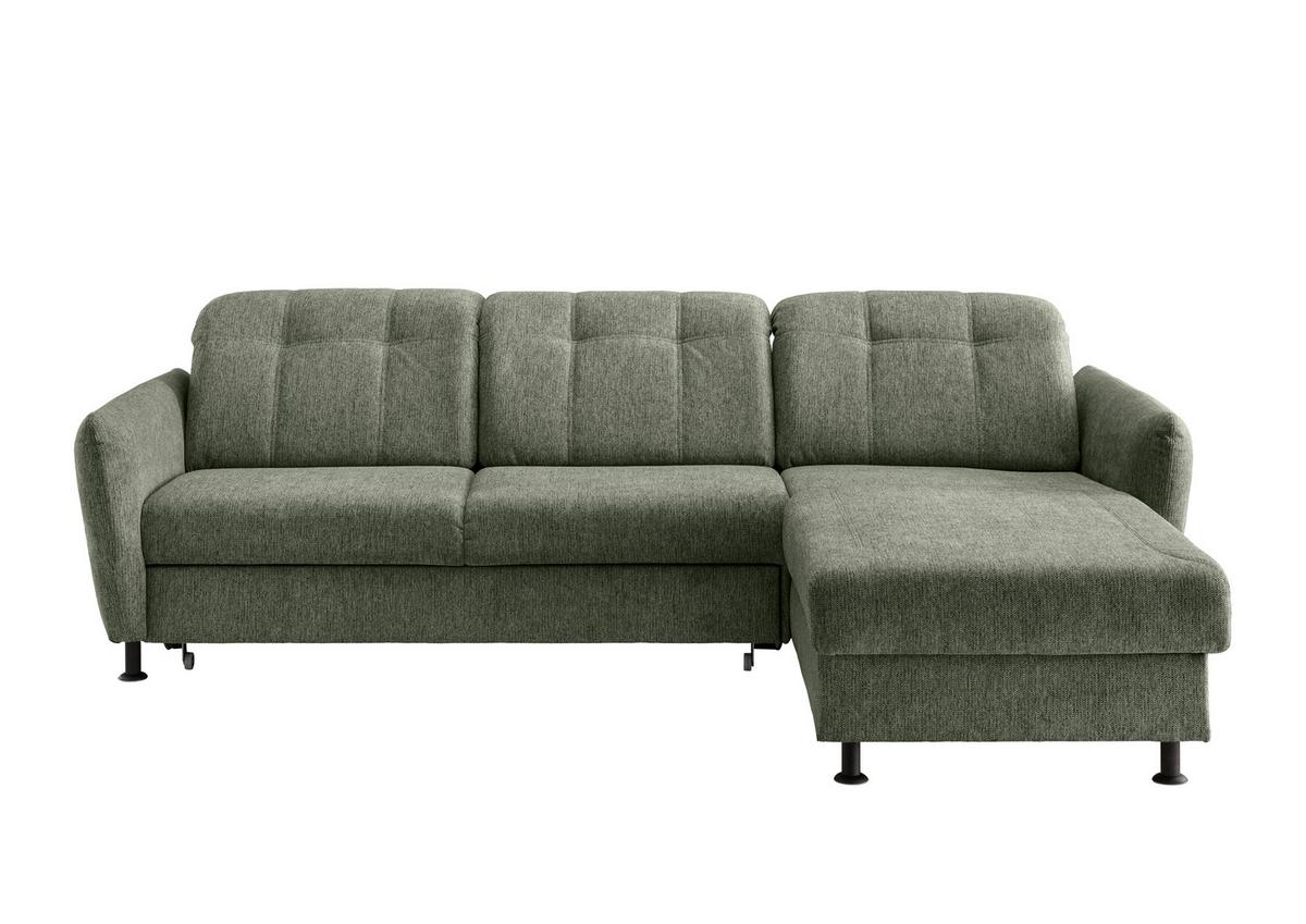 Ecksofa Minori Chenille Grün - Schwarz/Grün, MODERN, Textil (267/184cm) - Livetastic