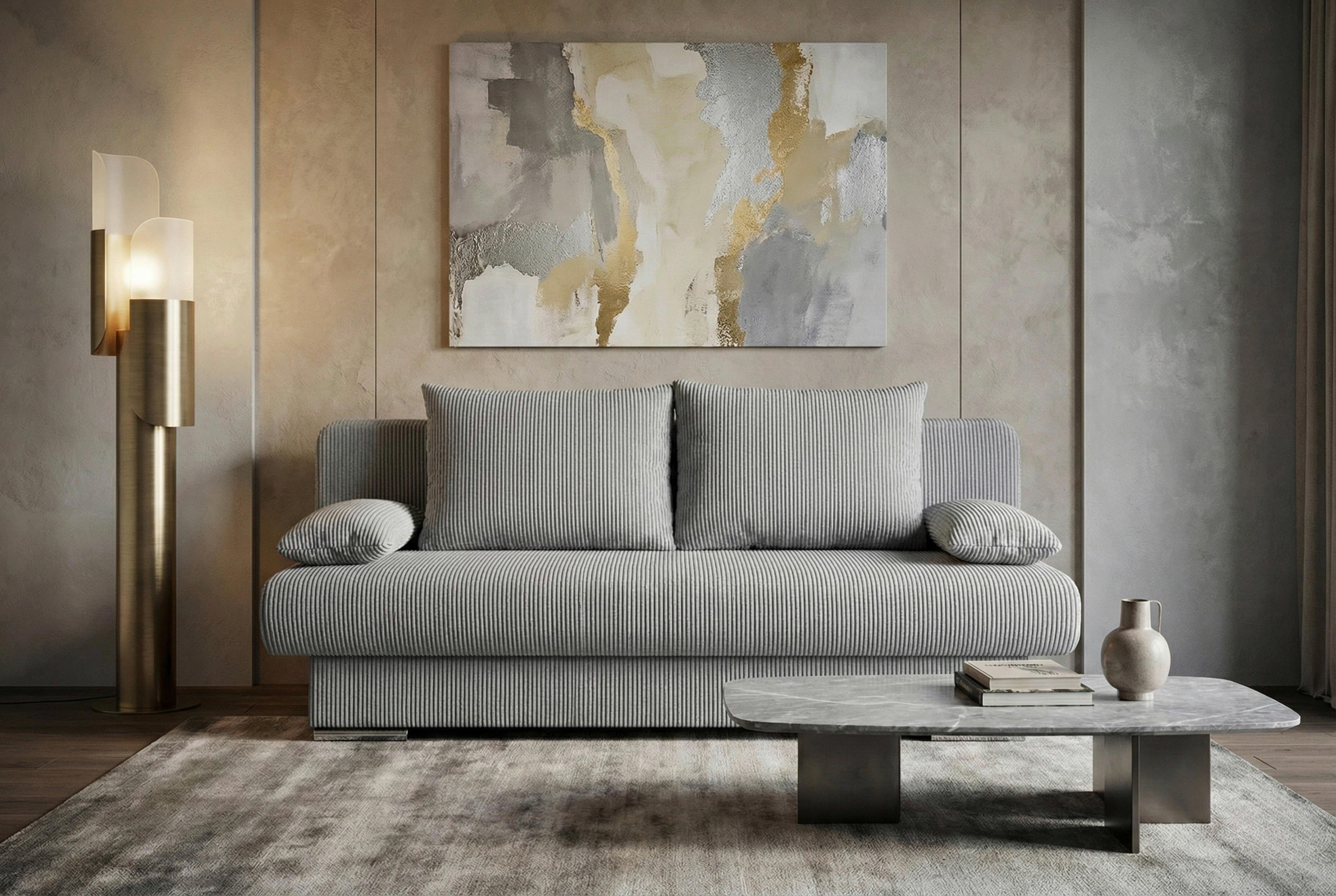 Schlafsofa Bora Hellgrau B: 193 Cm - Chromfarben/Hellgrau, Design, Holzwerkstoff/Textil (193/86/85cm) - P & B