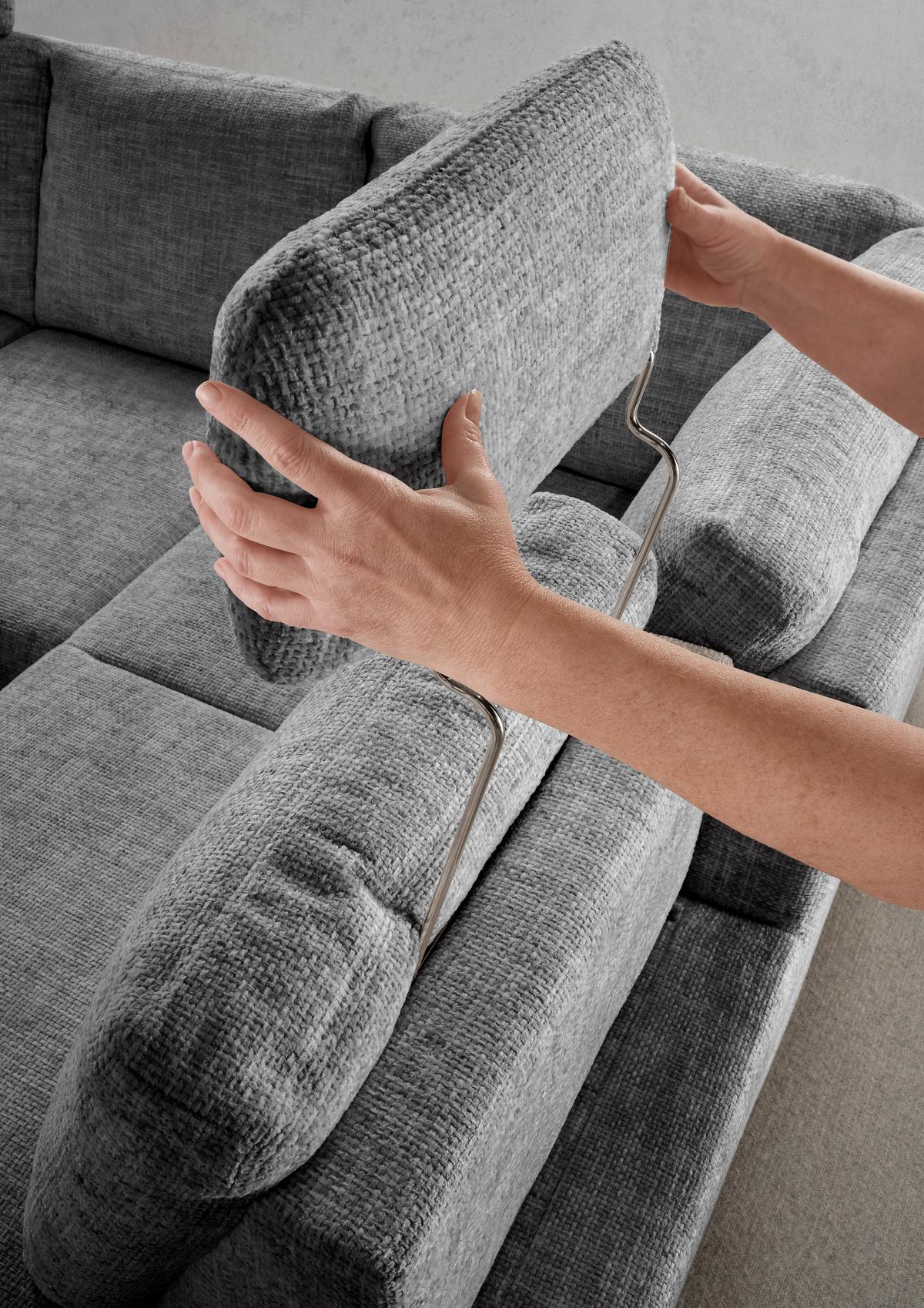 Eckschlafsofa Positano Silberfarben S: 265x206 Cm - Wildeiche/Silberfarben, MODERN, Textil (265/206cm) - Livetastic