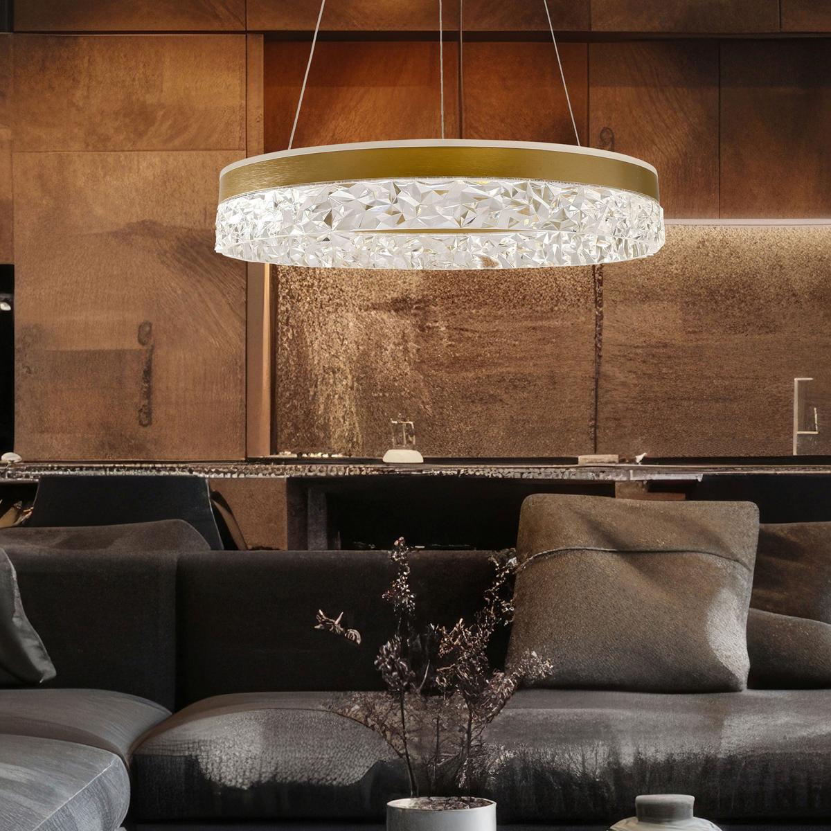 Led-pendelleuchte 31-35554 Frozi - Transparent/Goldfarben, KONVENTIONELL, Kunststoff/Metall (50/50/120cm)