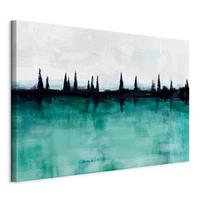 Leinwandbild Mountain Mintgrün Grauweiß B: 90 cm - Grauweiß/Mintgrün, Basics, Holz/Textil (90/60/1.2cm) - artgeist