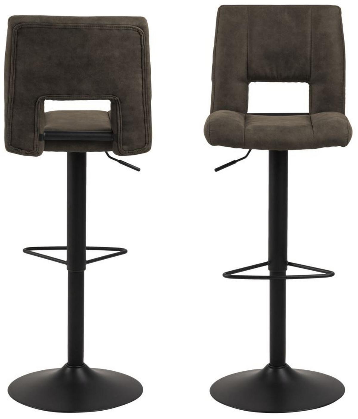 Barhocker höhenverstellbar mit Lehne Sylvia Anthrazit - Anthrazit/Schwarz, Design, Textil/Metall (41,5/94-115/52cm) - Carryhome