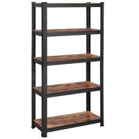 Schwerlastregal Metall/Mdf 30x150x75cm130kg/Boden - Schwarz/Braun, Basics, Holzwerkstoff/Metall (30/150/75cm) - Boxxx