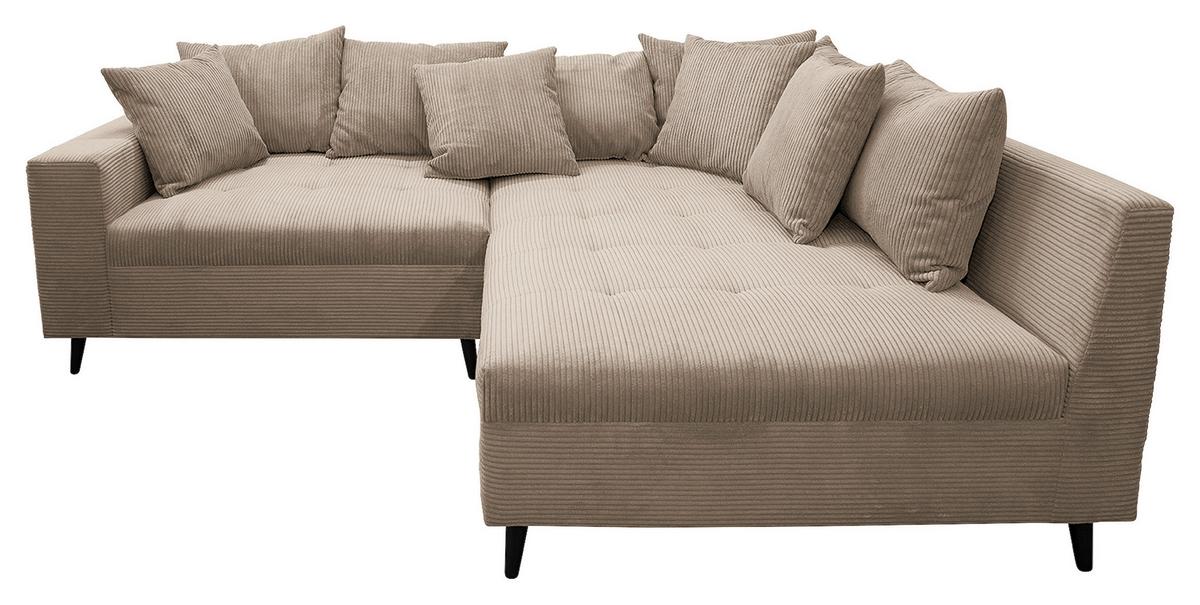 Ecksofa Pruno Hellbraun S: 247x174 Cmb - Hellbraun/Schwarz, Design, Textil (247/174cm) - MID.YOU