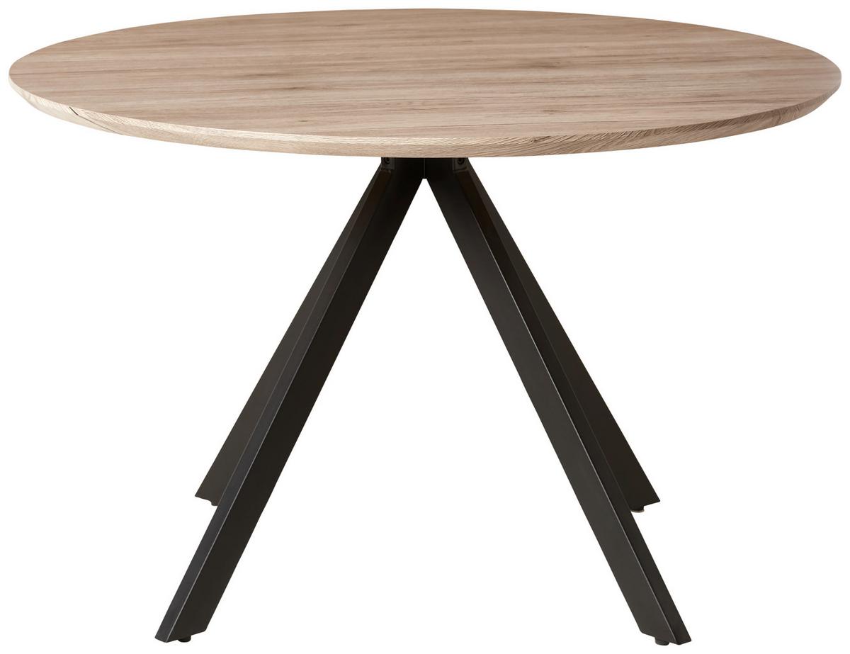 Esstisch Leeds - Schwarz/Naturfarben, LIFESTYLE, Holzwerkstoff/Metall (120/76/120cm) - Livetastic
