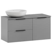 Waschbecken Mit Unterschrank Alessio B: 92,3 Cm Grau - Platinfarben/Weiß Hochglanz, MODERN, Keramik/Holzwerkstoff (92,3cm) - MID.YOU