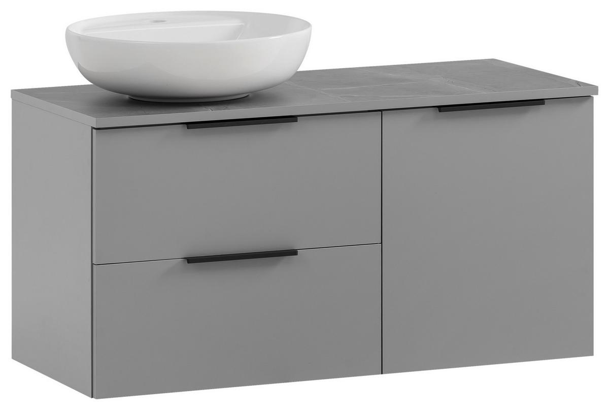 Waschbecken Mit Unterschrank Alessio B: 92,3 Cm Grau - Platinfarben/Weiß Hochglanz, MODERN, Keramik/Holzwerkstoff (92,3cm) - MID.YOU