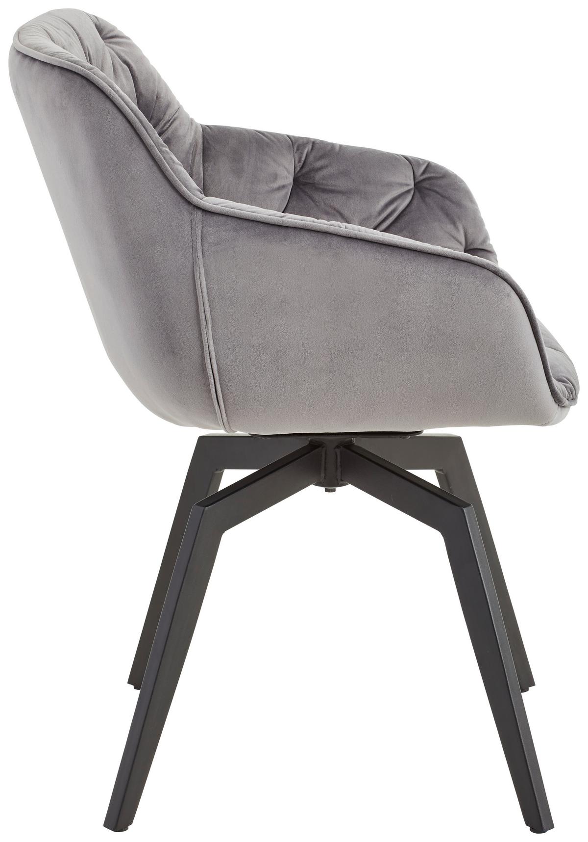 Armlehnstuhl Avegno Dunkelgrau Mit Drehbare Sitzfläche - Dunkelgrau/Schwarz, MODERN, Holz/Textil (58/83/63cm) - Livetastic