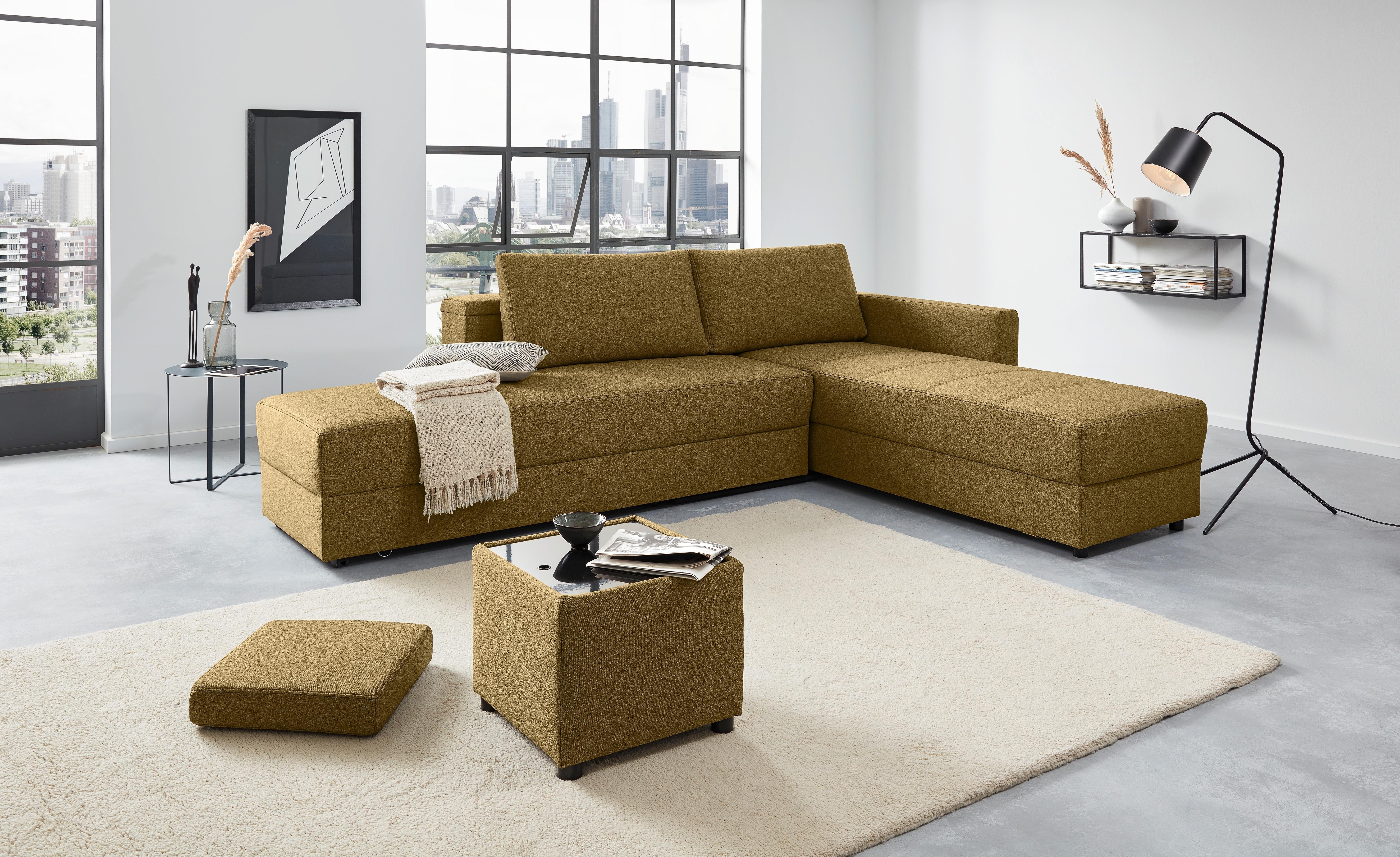 Ecksofa Looks IIi - Messingfarben/Schwarz, Design, Textil (229/287cm) - LOOKS by W.Joop