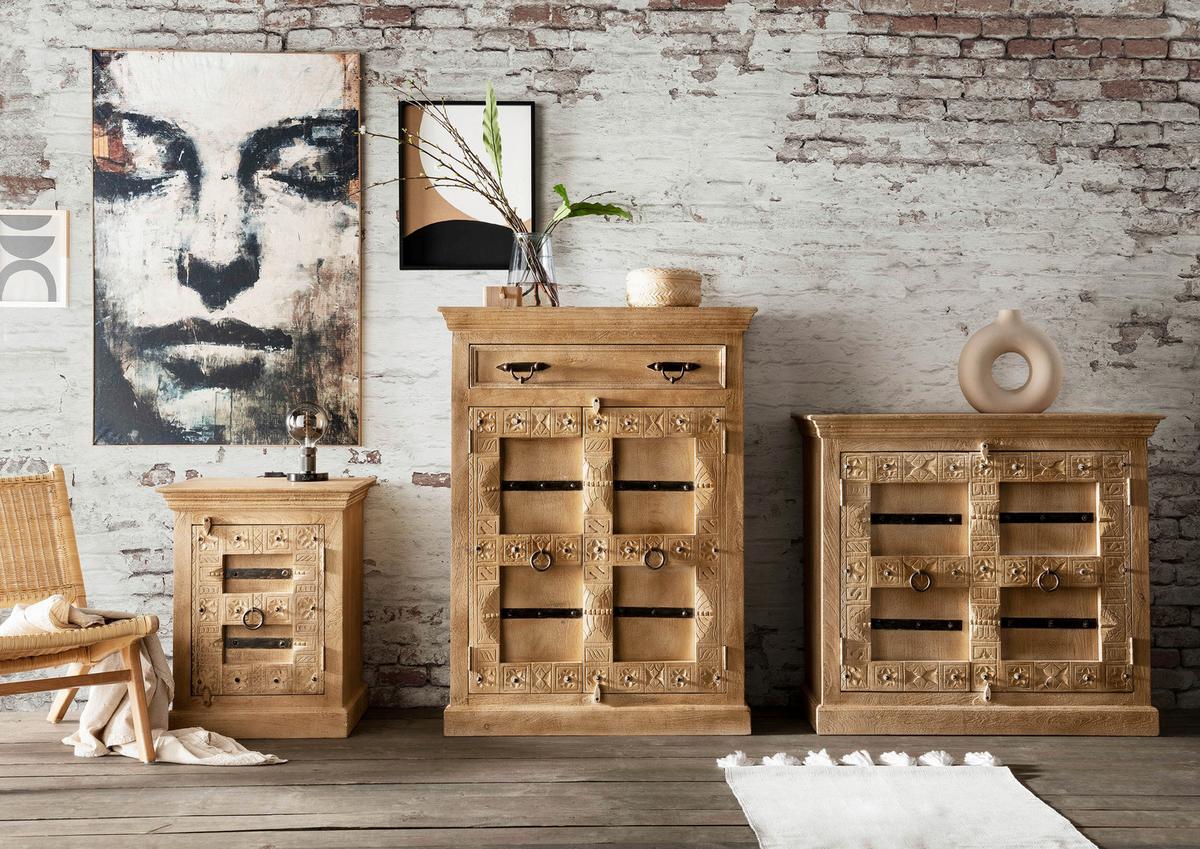 NACHTKÄSTCHEN NACHTKOMMODE - Naturfarben, Basics, Holz (55/70/45cm) - Livetastic